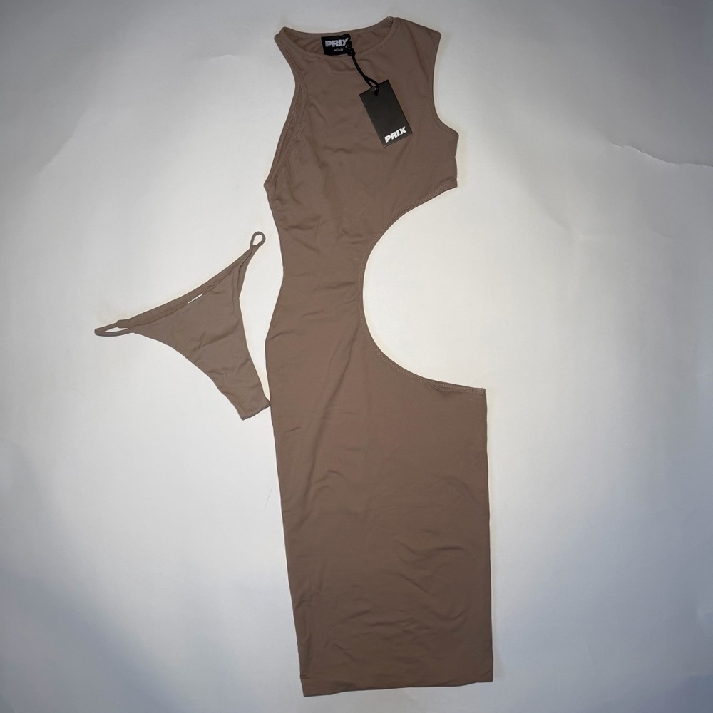 Grey cut out Midi Dress